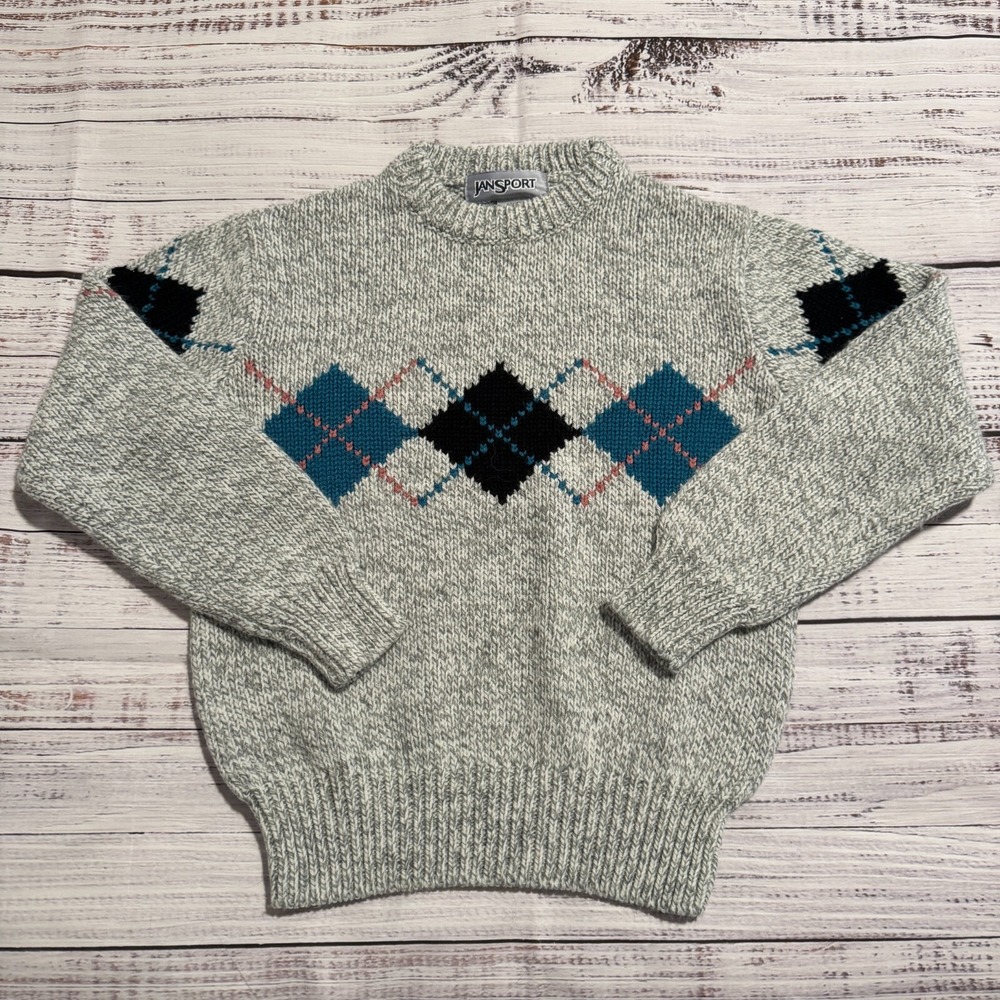 Vintage Jansport Knit Sweater Sweatshirt Gray Men's‎ Size M (Fits Small)